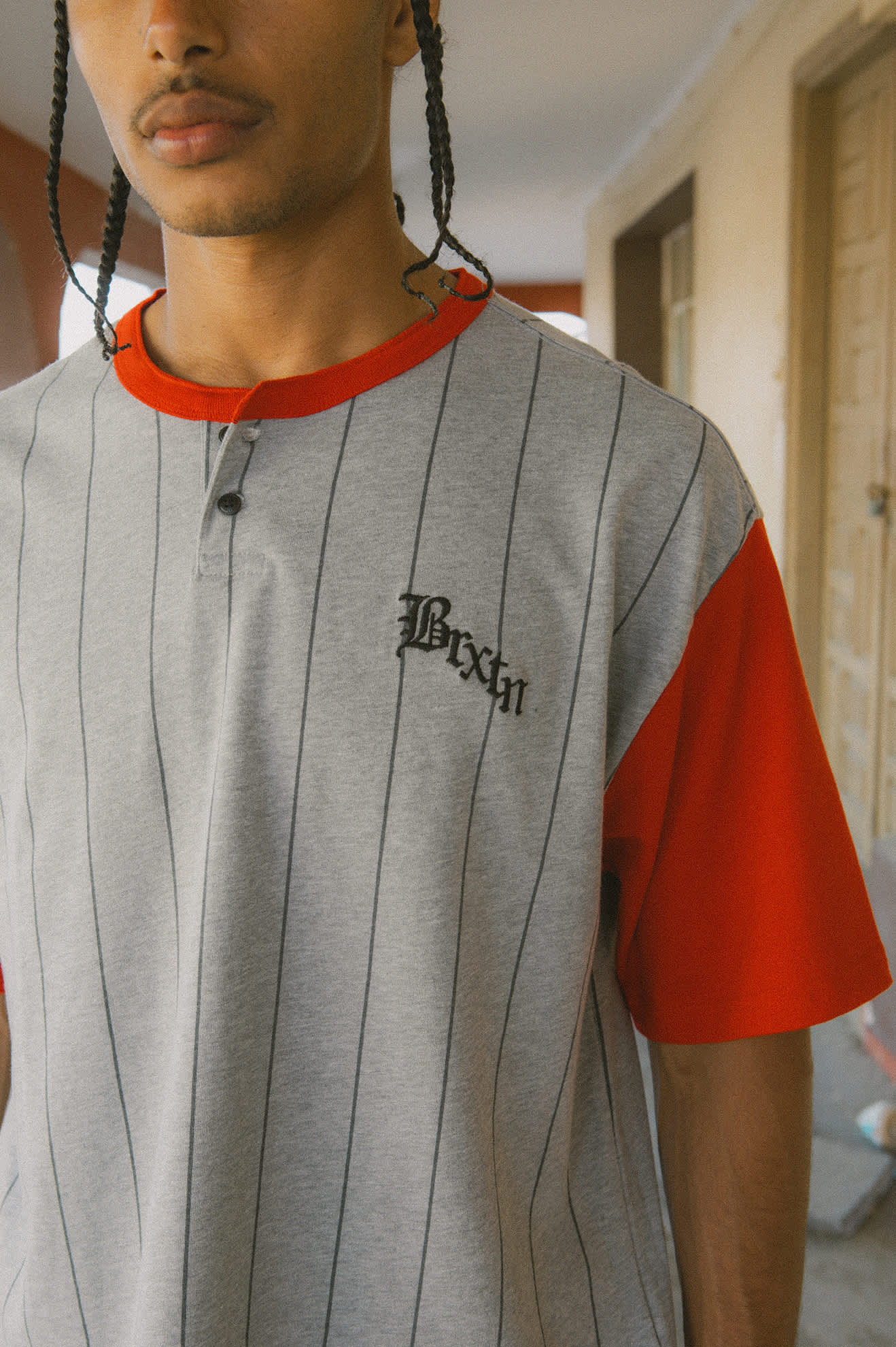 Boxy Short Sleeve Baseball T-Shirt - Heather Grey/Adrenaline Rush - Image 7
