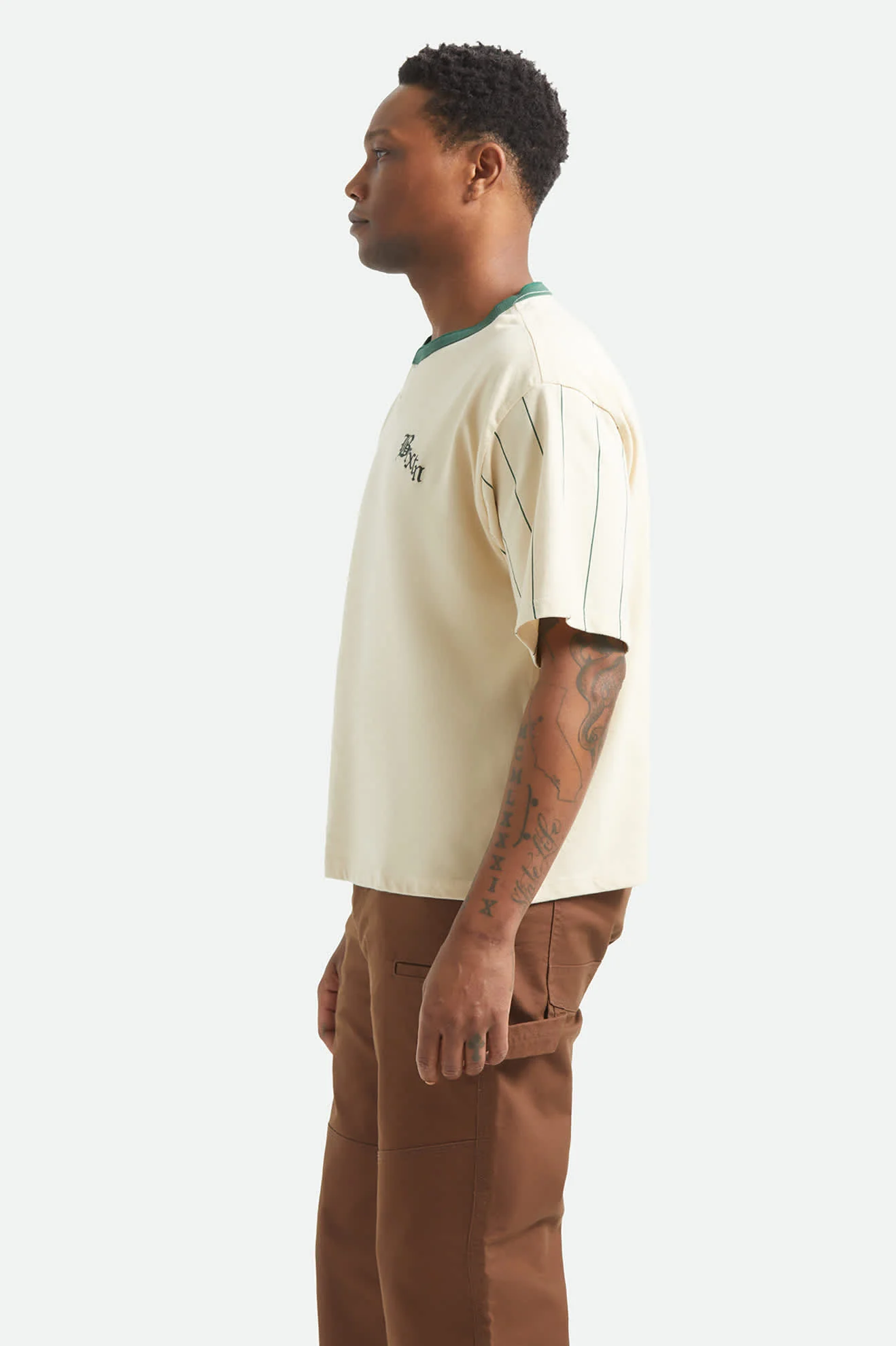 Boxy Short Sleeve Baseball T-Shirt - Whitecap/Primal Green - Image 3