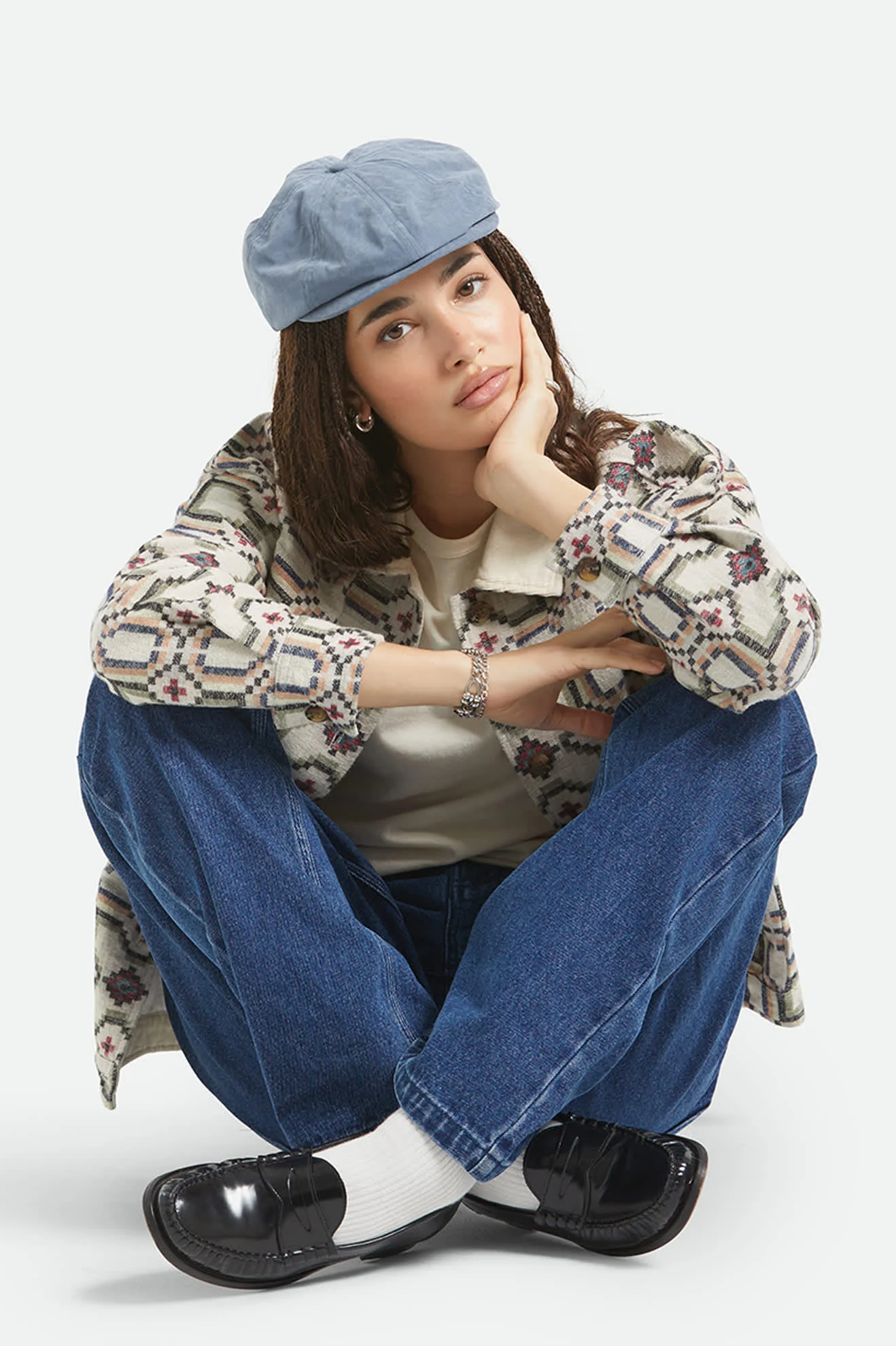 Brood Newsboy Cap - Slate Blue Brushed Satin - Image 5
