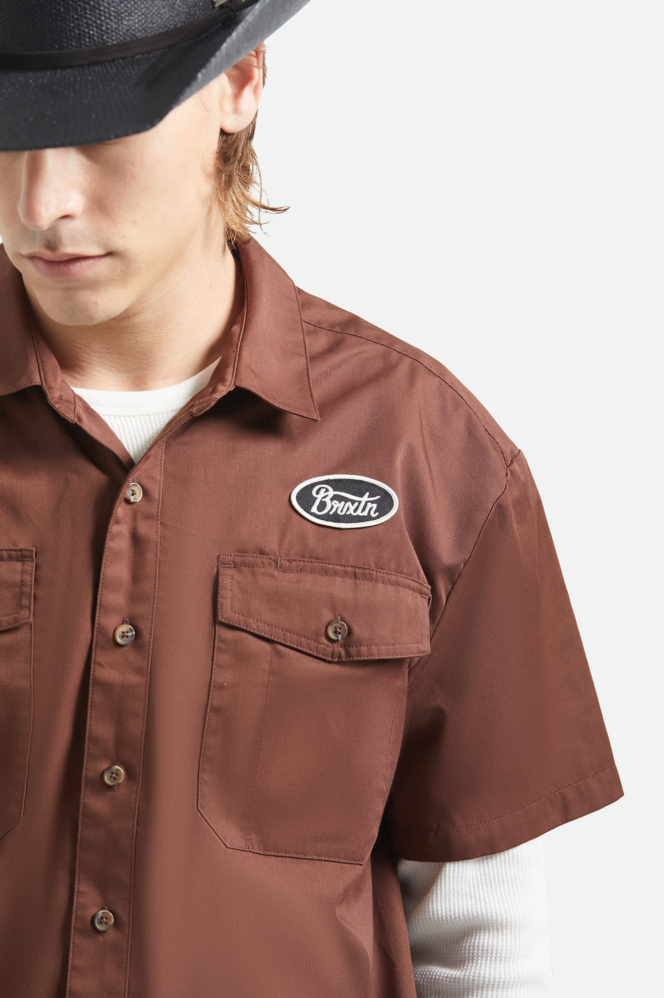 Builders Olson Short Sleeve Shirt - Chocolate - Image 5