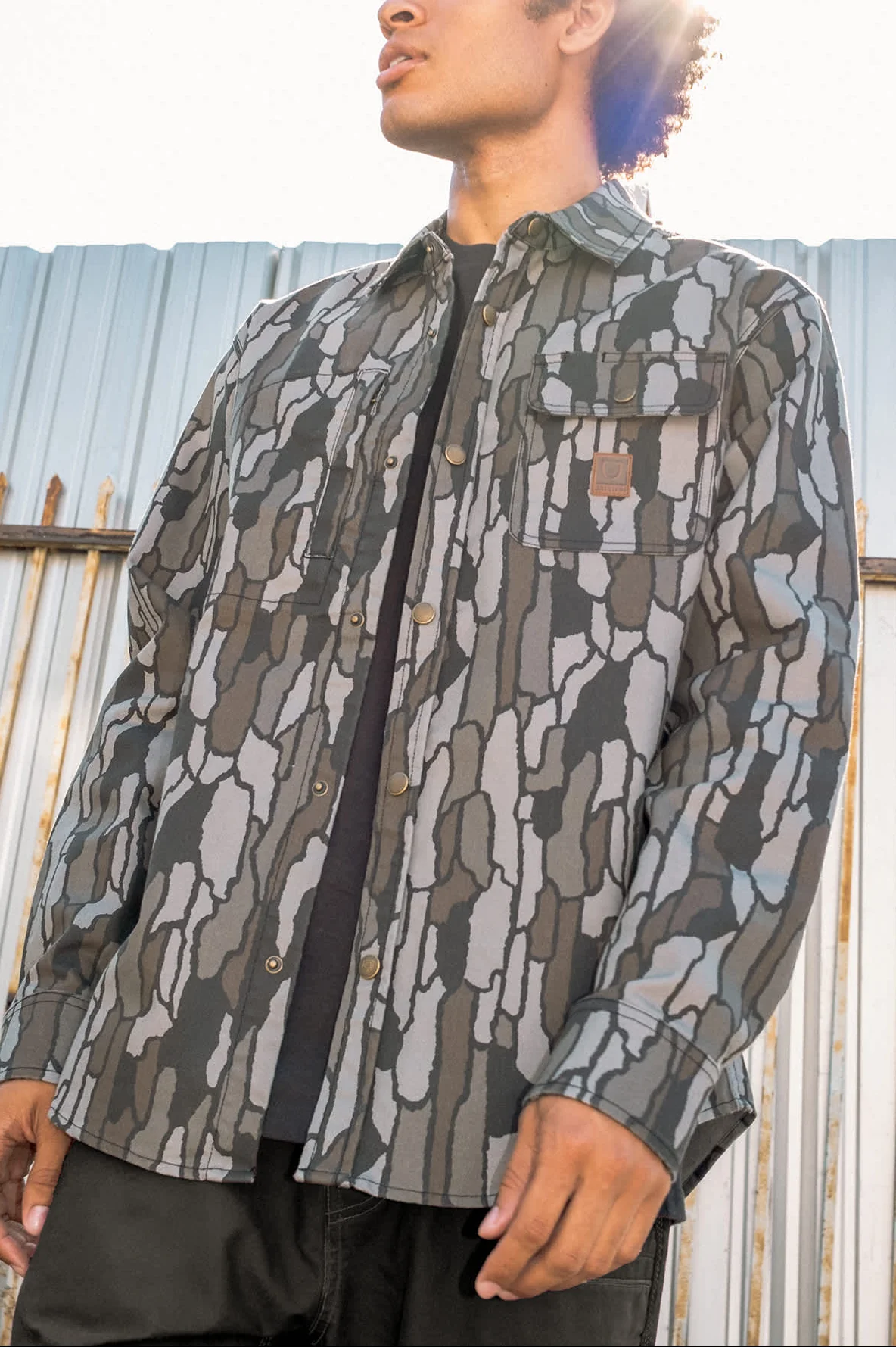 Builders Stretch L/S Overshirt - Bark Camo - Image 5