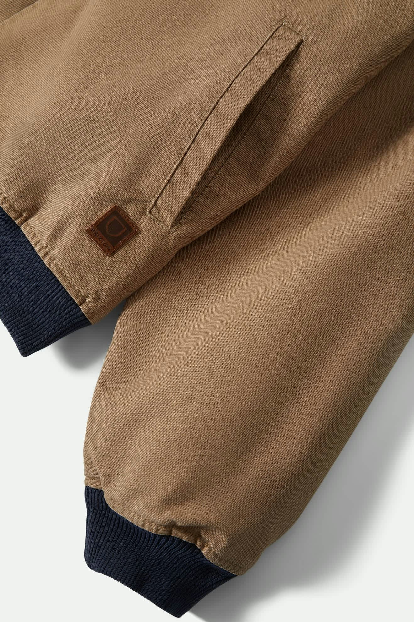 Canvas Hooded Bomber Jacket - Khaki/Mood Indigo - Image 10