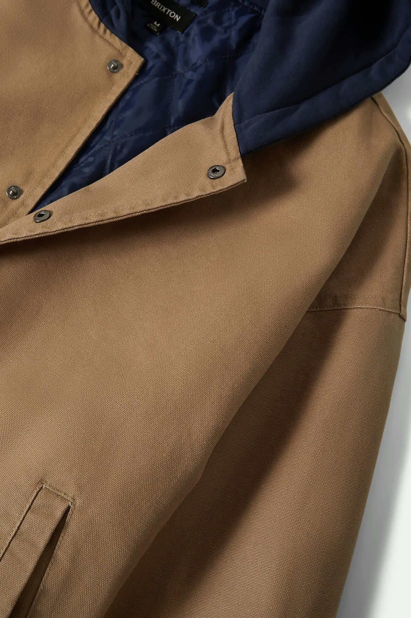 Canvas Hooded Bomber Jacket - Khaki/Mood Indigo - Image 8