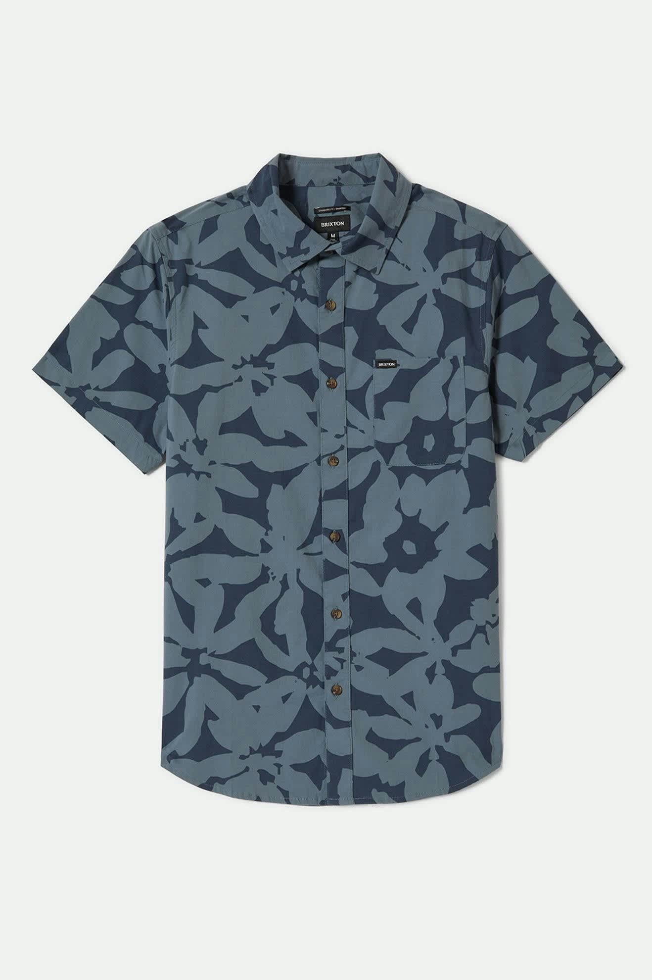 Charter Print S/S Shirt - Washed Navy/Azure Blue Floral
