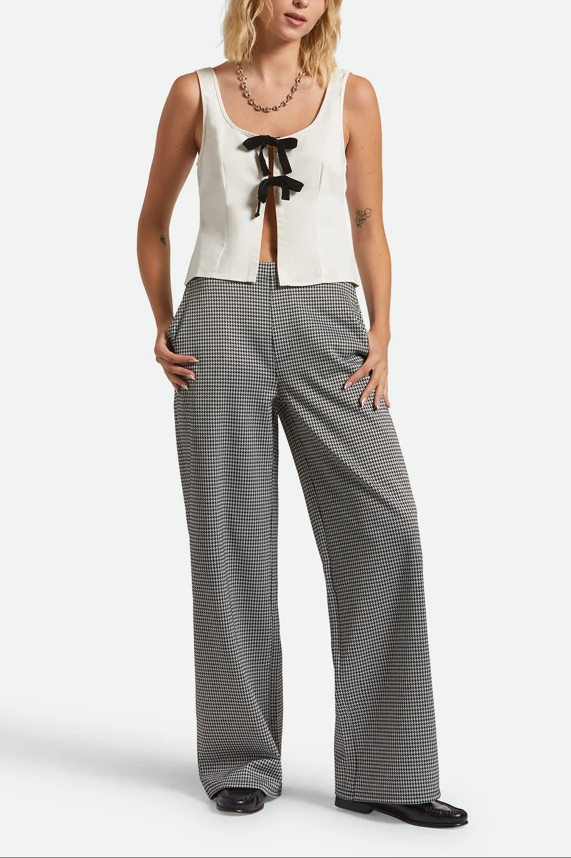 Houndstooth Leisure Trouser Pant - Winter White/Black - Image 5
