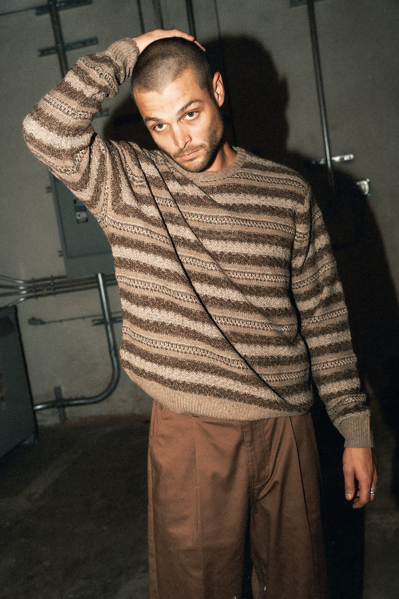 Midnight Crew Sweater - Multi Neutral Stripe - Image 6