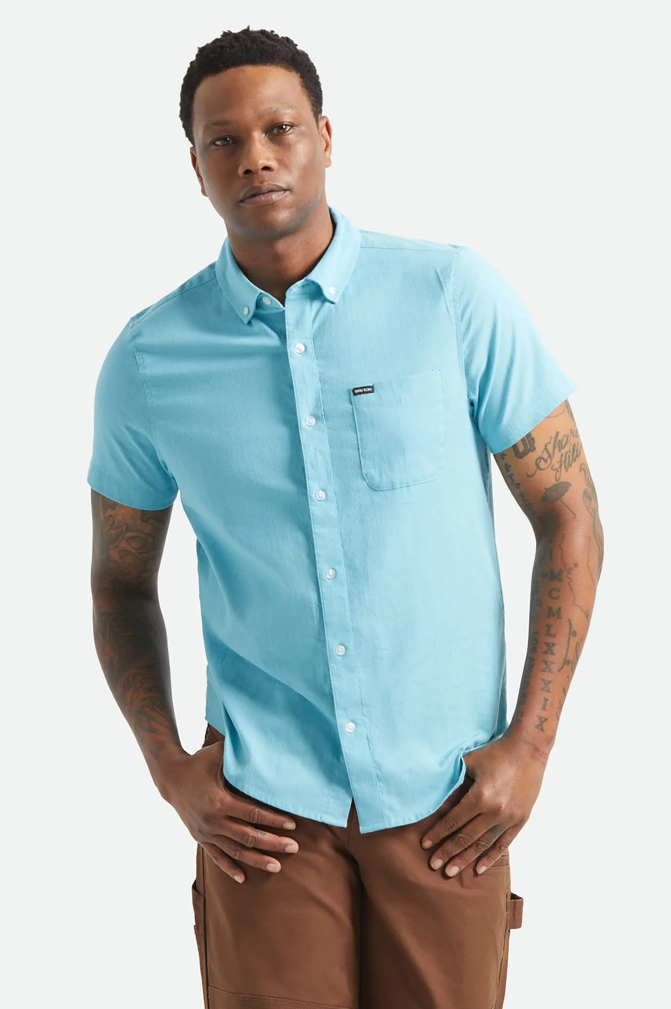 Sanford Oxford Short Sleeve Shirt - Blue Aura - Image 2