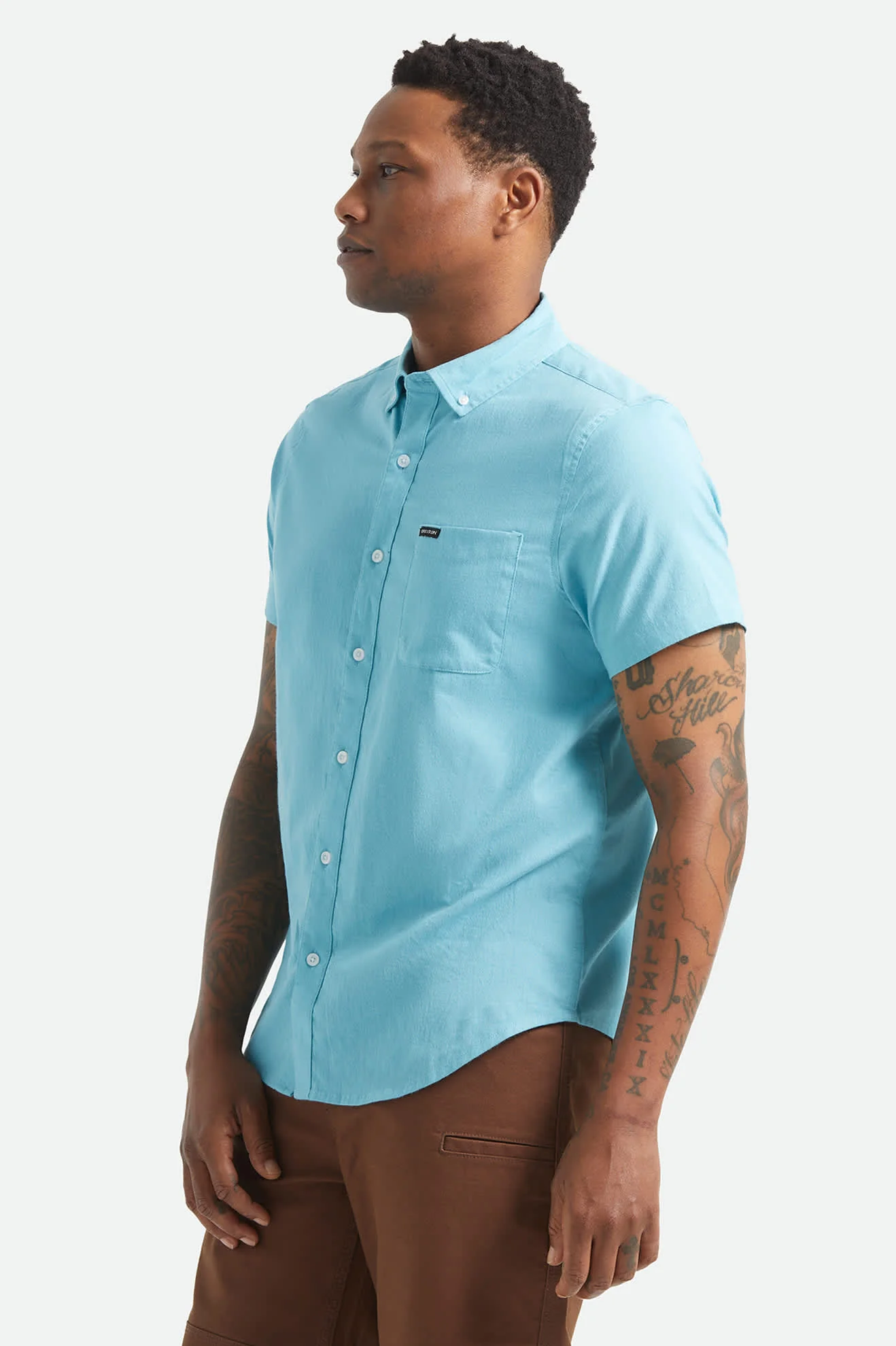 Sanford Oxford Short Sleeve Shirt - Blue Aura - Image 3