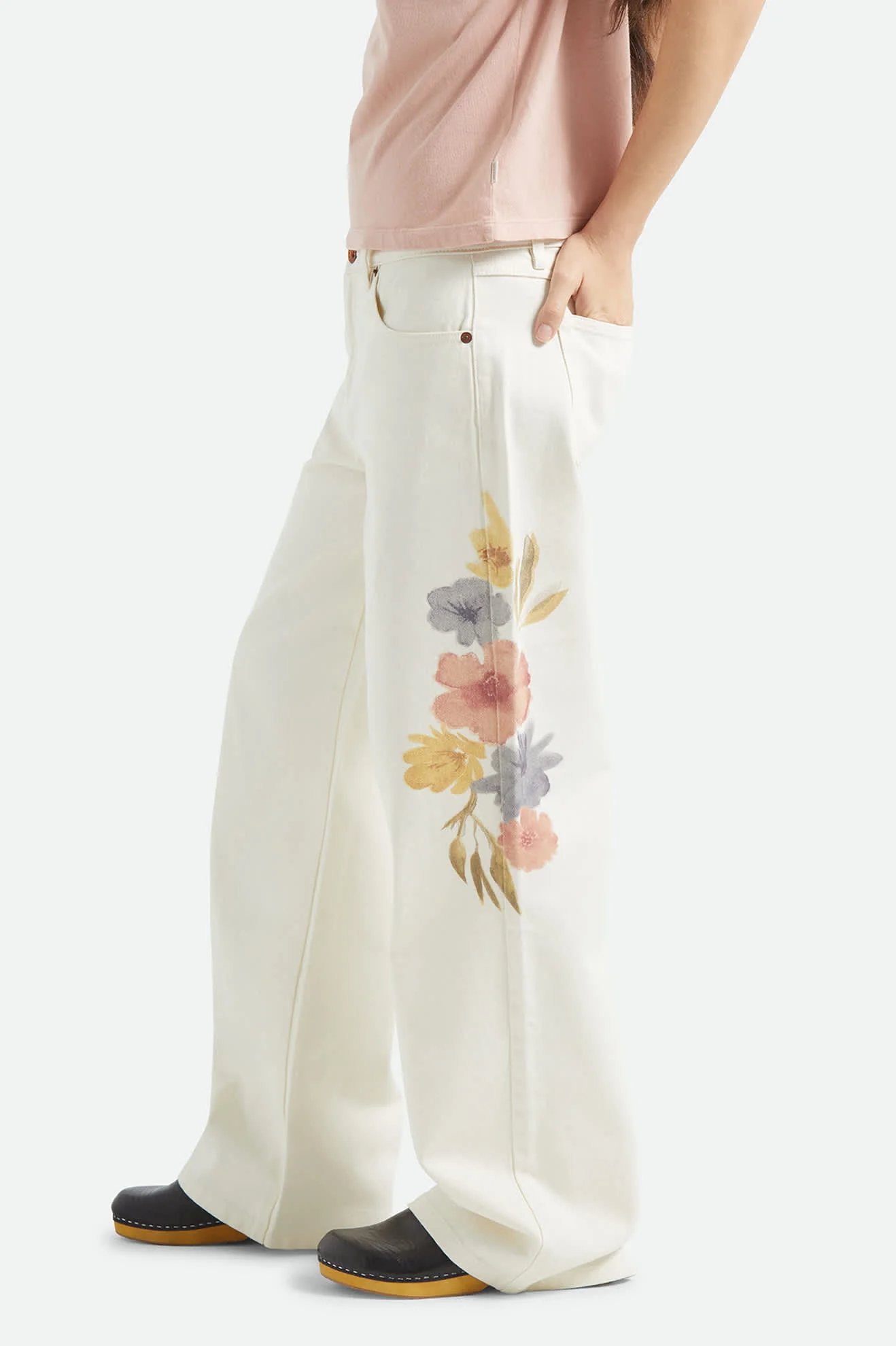 The Chloe 5-Pocket Pant - Off White Floral Burst - Image 4
