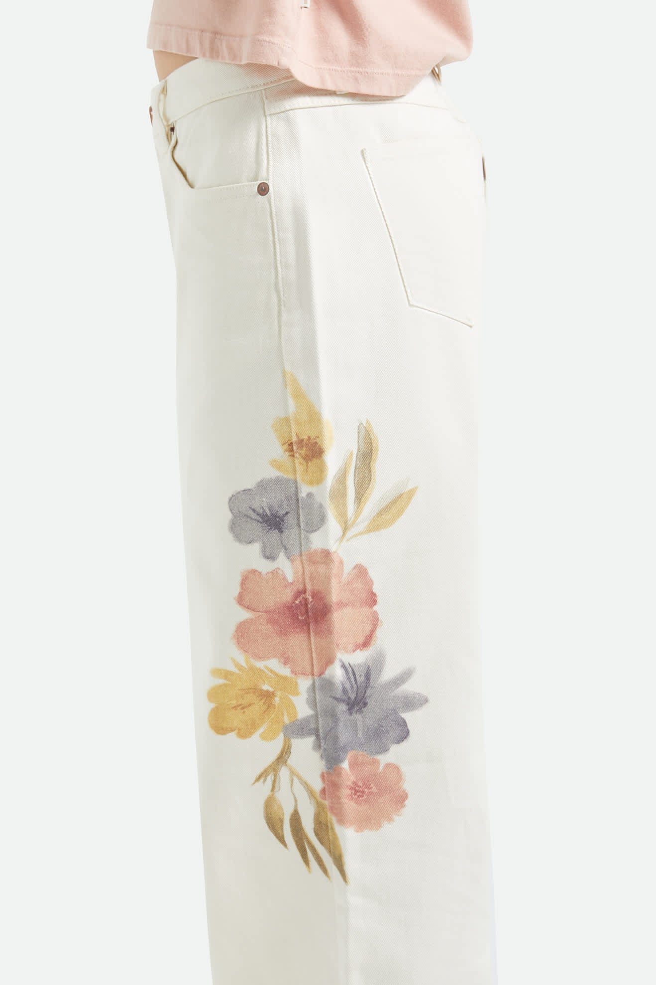 The Chloe 5-Pocket Pant - Off White Floral Burst - Image 6