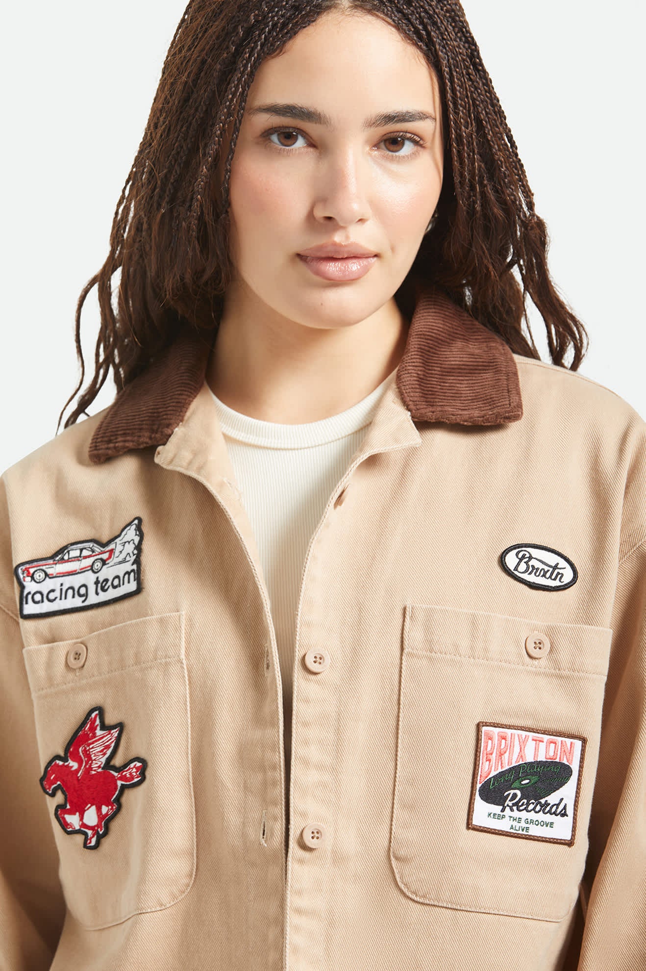 Utopia Patchwork Overshirt - Washed Timeless Taupe - Image 6