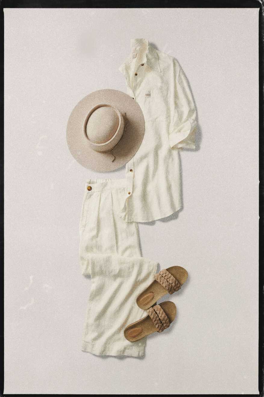 Vintage Linen Blend Wide Leg Pant - Off White - Image 5